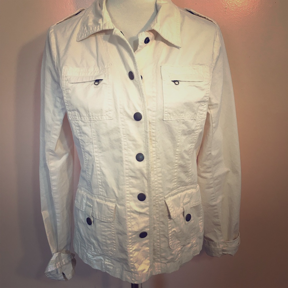 White button down cargo jacket